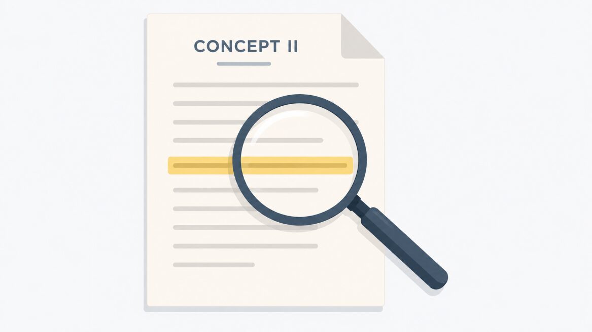 concept ii with magnifying glass